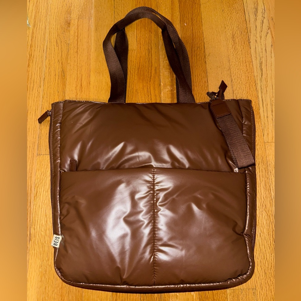 Beis maple puffy expandable tote